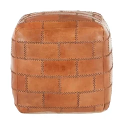 Cobbler Industrial Pouf In Brown Leather By LumiSource -Bold Design Store GUEST 87ffc00e aba1 4f14 a81f 14f23e6959a3