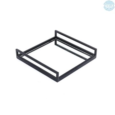 Handcrafted Glass With Metal Frame Serving Tray - 20x20x3 Inches | Rustic & Elegant Design For Entertaining-Set Of 2 2 Handcrafted Glass With Metal Frame Serving Tray - 20x20x3 Inches | Rustic & Elegant Design For Entertaining-Set Of 2 - Image 2