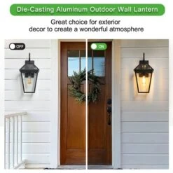 21"(H) 1-Pack Outdoor Wall Lantern Light ¨C Modern Black Metal & Clear Glass Sconce For Porch, Patio, And Garden Lighting (Bulb Not Included) -Bold Design Store GUEST 885c1aa7 dbbd 48c3 b44f 6a66c2777323
