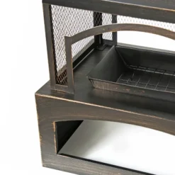 37-Inch Rectangular Metal Outdoor Wood Burning Fireplace,Outdoor Fireplace With Built-in Log Storage And Poker-Brushed Bronze,Log Burner Fire Pit -Bold Design Store GUEST 88742208 9394 4230 ad0f 3527831d3607