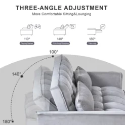 Modern Polyester Loveseat Futon Sofa Couch Polyesterllout Bed, Small Love Seat Lounge Sofa W/Reclining Backrest, Toss Pillows, Pockets