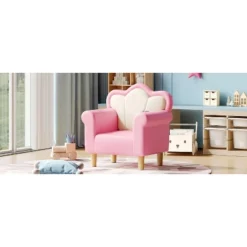 Polyester Kids Sofa, Princess Armchair For Children, Petal Shape Toddler Sofa Chair For Playroom, Children's Bedroom, Pink+White -Bold Design Store GUEST 899fb6a7 982b 496d 97c0 b855436a4553