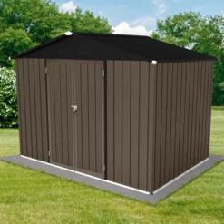 Metal Garden Sheds 8ft¡Á6ft Outdoor Storage Sheds Brown + Black 8 Metal Garden Sheds 8ft¡Á6ft Outdoor Storage Sheds Brown + Black -Bold Design Store GUEST 8a434ffa 0e11 4a89 87d6 da41426d72b4