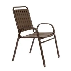 5-Piece Plastic Chair And Steel Table Outdoor Dining Set, Plastic Chairs And Table Set For Garden Patio, Brown -Bold Design Store GUEST 8c2d70e6 3b08 49aa a4fb d0c4e9383bba 1