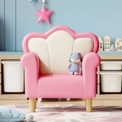 Polyester Kids Sofa, Princess Armchair For Children, Petal Shape Toddler Sofa Chair For Playroom, Children's Bedroom, Pink+White -Bold Design Store GUEST 8dcdfd84 53ad 4e88 a2e2 649f02141353