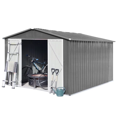 Metal Garden Sheds 12ftx10ft Outdoor Storage Sheds Grey 5 Metal Garden Sheds 12ftx10ft Outdoor Storage Sheds Grey - Image 5