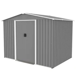 8x6 FT Outdoor Tool Storage Shed With Metal Foundation & Lockable Doors, All Weather Metal Sheds For Garden, Patio, Backyard, Lawn, Gray -Bold Design Store GUEST 909aac18 5e70 47c2 a26c b9ce01c2be0e