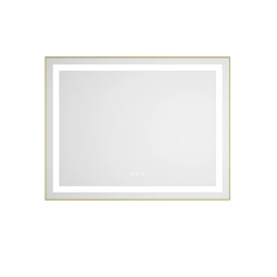 36 X 28 Inch LED Bathroom Mirror With Front And Backlight,Wall Mounted Vanity Mirror With Aluminum Frame,Anti-Fog, Memory, 3 Colors, Stepless Dimmable 2 36 X 28 Inch LED Bathroom Mirror With Front And Backlight,Wall Mounted Vanity Mirror With Aluminum Frame,Anti-Fog, Memory, 3 Colors, Stepless Dimmable - Image 2