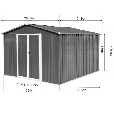 Metal Garden Sheds 8ftx10ft Outdoor Storage Sheds Grey (Old Sku:W1350S00016) 5 Metal Garden Sheds 8ftx10ft Outdoor Storage Sheds Grey (Old Sku:W1350S00016) - Image 5