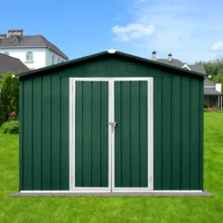 Metal Garden Sheds 8ft¡Á10ft Outdoor Storage Sheds Green + White -Bold Design Store GUEST 922d0bd4 6ec8 4b35 99af 5e3554ba8856