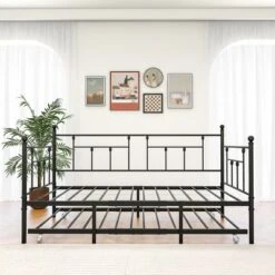 Twin Size Daybed Metal Frame With Trundle Set, Twin Day Bed Sofa, Daybed And Roll Sofa Bed For Guest Room, Bedroom, Living Room, Victorian Style -Bold Design Store GUEST 9246985d 2dbc 434e 9af3 8e094a914a2b