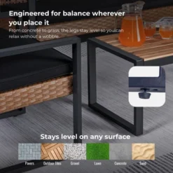 4-Piece Patio Furniture Set Outdoor Balcony Porch Garden Backyard Lawn Furniture Acacia Wood Table Top, Morden Black And Light Brown 21 4-Piece Patio Furniture Set Outdoor Balcony Porch Garden Backyard Lawn Furniture Acacia Wood Table Top, Morden Black And Light Brown -Bold Design Store GUEST 92d75d1f 2753 4641 b16c 401f3f1966fc