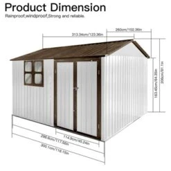 Metal Garden Sheds 10ftx8ft Outdoor Storage Sheds White+coffee With Window -Bold Design Store GUEST 949ec805 040a 4ea9 ba18 7641d7e5cc94