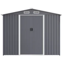 Outdoor Storage Shed 8 X 12FTLarge Metal Tool Sheds, Heavy Duty Storage House With Sliding Doors With Air Vent To Store Bikes, Tools,Grey -Bold Design Store GUEST 9503bafc 8ca9 4f93 88e7 3c9b47d68ed8