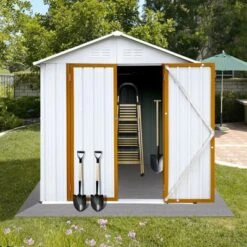 Outdoor Storage Sheds 6FTx4FT Apex Roof White+Yellow -Bold Design Store GUEST 96318992 021f 468b b90d 9751df94eebc