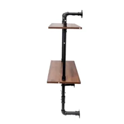 Industrial Pipe Shelf 3 Tier And 2 Tier Wall Mounted Shelves 36in Wood Display Shelves, And 3 Additional Hooks,Farmhouse Kitchen Bar Shelf -Bold Design Store GUEST 974d59e1 b9b2 4fe2 9b0b 077fd7a9cb02