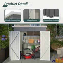 6'x4' Outdoor Metal Storage Shed For Garden Tools Lockable Door With Floor Frame -Bold Design Store GUEST 993916c4 4107 4afe b5e7 788c1586db93