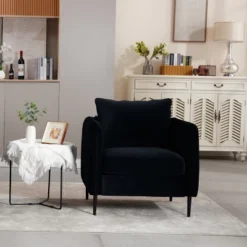 Accent Chair For Living Room, Polyester Comfy Single Sofa Chair Mid-Century Modern Armchair With 1 Pillow And Metal Legs For Bedroom Office Reading -Bold Design Store GUEST 9aba1fed 2b8e 4e41 9f8e 7133f885d077