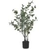 Artificial Plant, 35" Tall, Eucalyptus Tree, Indoor, Faux, Fake, Floor, Greenery, Potted, Decorative, Green Leaves, Black Pot