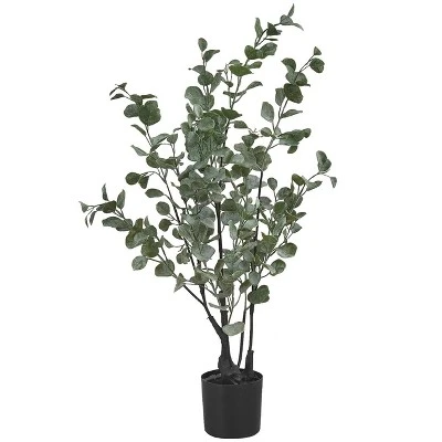 Artificial Plant, 35" Tall, Eucalyptus Tree, Indoor, Faux, Fake, Floor, Greenery, Potted, Decorative, Green Leaves, Black Pot 1 Artificial Plant, 35" Tall, Eucalyptus Tree, Indoor, Faux, Fake, Floor, Greenery, Potted, Decorative, Green Leaves, Black Pot