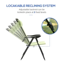 Folding Patio Chairs Set Of 2, Outdoor Deck Chair With Adjustable Sling Back, Camping Chair With Removable Headrest For Garden, Backyard, Lawn, Green -Bold Design Store GUEST 9bd03d24 0074 4216 b219 a911f5b5ed00