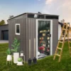 6ft X 5ft Outdoor Metal Storage Shed With Window Transparent Plate W540S00011