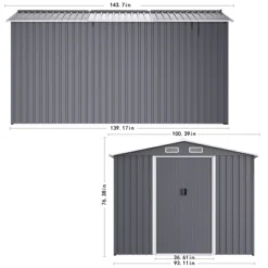 Outdoor Storage Shed 8 X 12FTLarge Metal Tool Sheds, Heavy Duty Storage House With Sliding Doors With Air Vent To Store Bikes, Tools,Grey -Bold Design Store GUEST 9d3cd59b 0aeb 47e7 8032 f1e56064f366