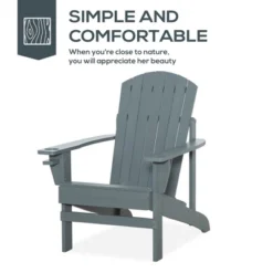 Outsunny Wooden Adirondack Chair, Outdoor Patio Lawn Chair With Cup Holder, Weather Resistant Lawn Furniture, Classic Lounge For Deck, Garden,Grey -Bold Design Store GUEST 9d5cb77f 3161 4a9a 8127 670e2ec67165