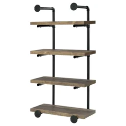 Black And Rustic Oak 4-tier Wall Shelf 12 Black And Rustic Oak 4-tier Wall Shelf -Bold Design Store GUEST 9dbb5511 c712 4611 add7 6bc9c8fa71e5