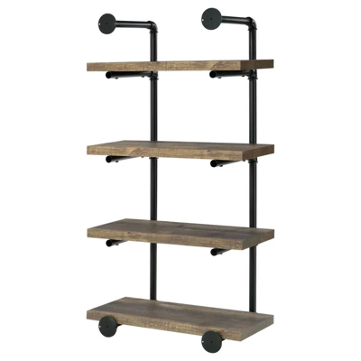 Black And Rustic Oak 4-tier Wall Shelf 6 Black And Rustic Oak 4-tier Wall Shelf - Image 6
