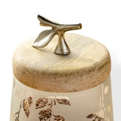 Twigy Frosted Glass Jar With Wooden Lid - 4.9X4.9X7.4in -Bold Design Store GUEST 9e87499c 43a6 4e15 9691 34628f373e78