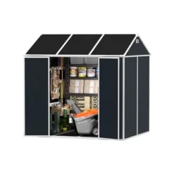 8*7ft Outdoor Storage Shed, Outdoor Resin Shed With Two-Window And Double-Door, Plastic Shed With Floor For Garden, Patio, Yard, Lawn (Dark Gray) -Bold Design Store GUEST 9eb75c88 ae1c 48b0 b3b8 661c0cfd7a30