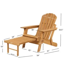 Outdoor Wooden Folding Adirondack Chair With Retractable Ottoman, Pre-Assembled BackRest & SeatBoard, Wood Patio Chair For Garden Backyard Porch Pool -Bold Design Store GUEST 9f777443 0c00 4938 b286 4fd197a30b89
