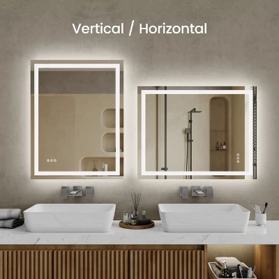 24in*36in LED Bathroom Mirror,Front-Lit And Back-Lit, Stepless Dimmable, 3 Colors CRI90+, Brightness Memory, Shatter-Proof,Anti-fog LED Vanity Mirror 2 24in*36in LED Bathroom Mirror,Front-Lit And Back-Lit, Stepless Dimmable, 3 Colors CRI90+, Brightness Memory, Shatter-Proof,Anti-fog LED Vanity Mirror - Image 2