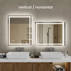 48in*36in LED Bathroom Mirror,Front-Lit And Back-Lit, Stepless Dimmable, 3 Colors CRI90+, Brightness Memory,Shatter-Proof,Anti-fog LED Vanity Mirror