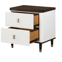 Carena White & Walnut Finish Night Stand W/USB -Bold Design Store GUEST a0a15ee7 905b 46cb bcba ff09e35e9a6e