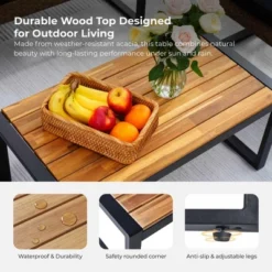 4-Piece Patio Furniture Set Outdoor Balcony Porch Garden Backyard Lawn Furniture Acacia Wood Table Top, Morden Black And Light Brown 19 4-Piece Patio Furniture Set Outdoor Balcony Porch Garden Backyard Lawn Furniture Acacia Wood Table Top, Morden Black And Light Brown -Bold Design Store GUEST a197a68b 3f94 4638 9f96 79257c4be4a0