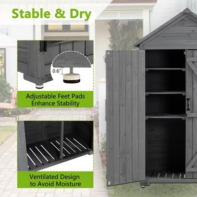 Outdoor Storage Cabinet, Garden Wood Tool Shed, Outside Wooden Shed Closet With Shelves And Latch For Yard 39.56"x 22.04"x 68.89" 8 Outdoor Storage Cabinet, Garden Wood Tool Shed, Outside Wooden Shed Closet With Shelves And Latch For Yard 39.56"x 22.04"x 68.89" - Image 8