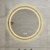 27-inch H LED Single Bathroom Vanity Mirror Polished Crystal Bathroom Round Vanity Mirror For Smart Lighting On Bathroom Walls