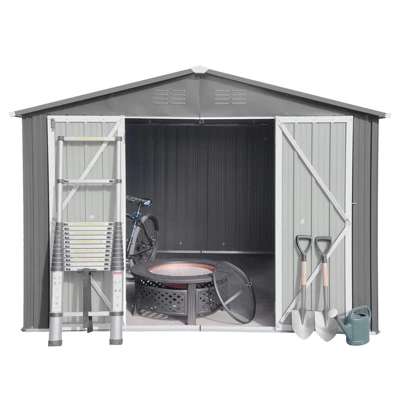 Metal Garden Sheds 12ftx10ft Outdoor Storage Sheds Grey 1 Metal Garden Sheds 12ftx10ft Outdoor Storage Sheds Grey