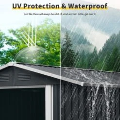 8ft X 10ft Outdoor Metal Storage Shed With Meatl Foundation,Black -Bold Design Store GUEST a4fc25e0 2b0b 4a4e b607 84fb0c8394d2