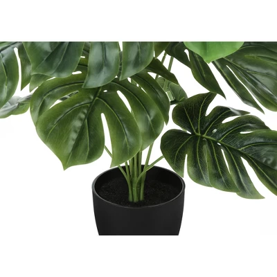 Artificial Plant, 24" Tall, Monstera, Indoor, Faux, Fake, Table, Greenery, Potted, Real Touch, Decorative, Green Leaves, Black Pot 2 Artificial Plant, 24" Tall, Monstera, Indoor, Faux, Fake, Table, Greenery, Potted, Real Touch, Decorative, Green Leaves, Black Pot - Image 2