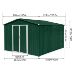 Metal Garden Sheds 8ft¡Á10ft Outdoor Storage Sheds Green + White -Bold Design Store GUEST a5c873ee 8389 4491 8508 2348de74b779
