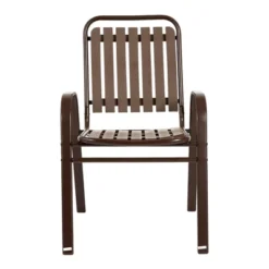 5-Piece Plastic Chair And Steel Table Outdoor Dining Set, Plastic Chairs And Table Set For Garden Patio, Brown -Bold Design Store GUEST a6a42d34 42a5 4f69 835c 2b3a9749a428 1