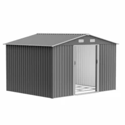 10X8 FT Outdoor Tool Storage Shed With Metal Foundation & Lockable Doors, All Weather Metal Sheds For Garden, Patio, Backyard, Lawn, Gray -Bold Design Store GUEST a73f0ae6 05ac 4966 8607 318b3a0ed1fa
