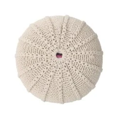 Bordeaux Knitted Cotton Round Pouf, Beige -Bold Design Store GUEST a89ccd62 1604 4bcc b1b3 92f7cd4140bf