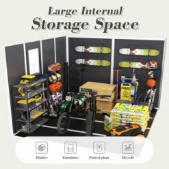 8*8ft Resin Storage Shed, High Quality Pp Material, Strong Structure, Waterproof, Rust And UV Proof, Large Storage Space,12mm Thick Pp Board,Dark Gray -Bold Design Store GUEST a8c08617 0ca6 497f aedc bfb57aed5aab