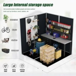 6*6ft Resin Storage Shed, High Quality Pp Material, Rust And UV Proof, Large Storage Space, 12mm Thick Pp Board, HD Window Lighting Dark Gray -Bold Design Store GUEST a938cde5 e638 4655 ab0f 194b89fab929