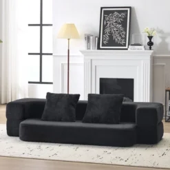 Ebern Designs Transformable Sectional Sofa With 3 Ottoman Stools - Supportive Polyester Fold-Out Bed, Compact Polyester Lounger For Small Spaces Home -Bold Design Store GUEST a99835ad ce62 4564 996f 5c8f50a1b11f