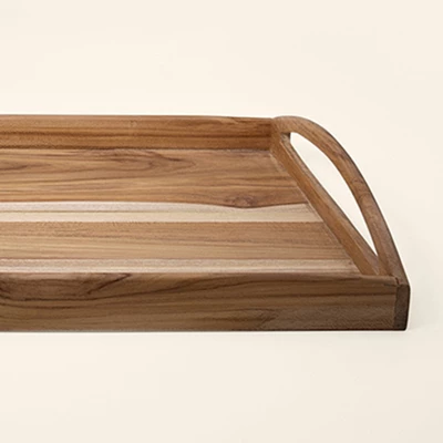 Handmade Serving & Decor Teak Wood Rectangle Tray-18 X 11 X 2.5 Inch 3 Handmade Serving & Decor Teak Wood Rectangle Tray-18 X 11 X 2.5 Inch - Image 3